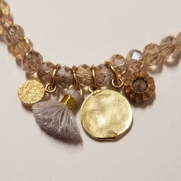 Niquea.D Paperclip Chain Necklace with Crystals and Charms, Gold-tone, NWT - Picture 5 of 9